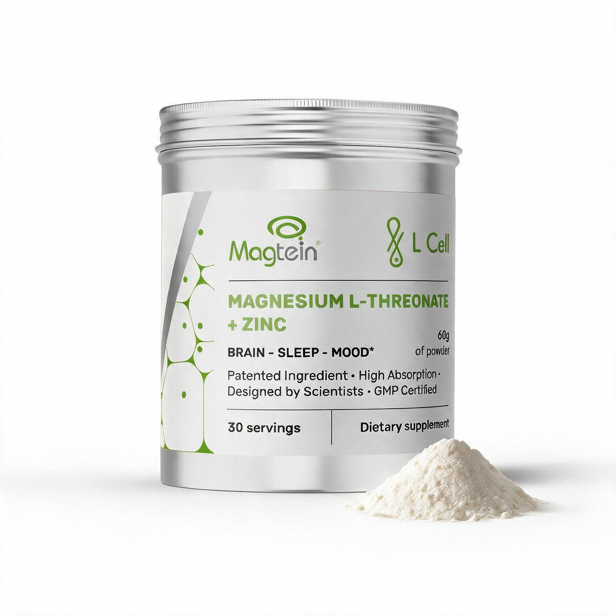 Magnesium-L-Threonat Pulver 60g (30 Portionen, >99% Reinheit)