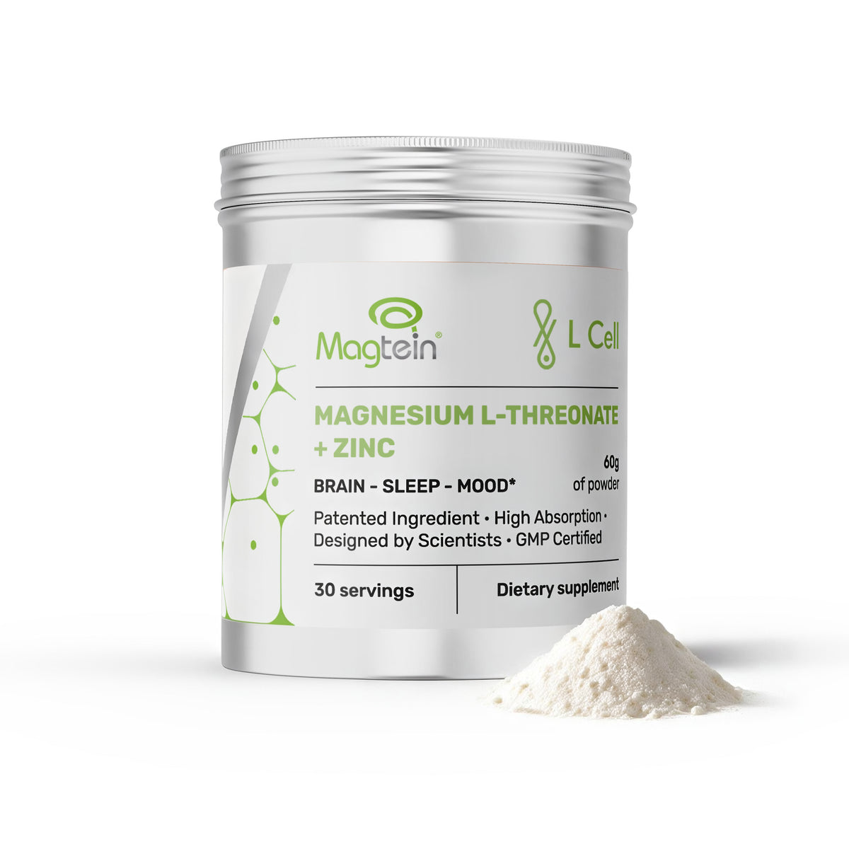 Magnesium-L-Threonat Pulver 60g (30 Portionen, >99% Reinheit)