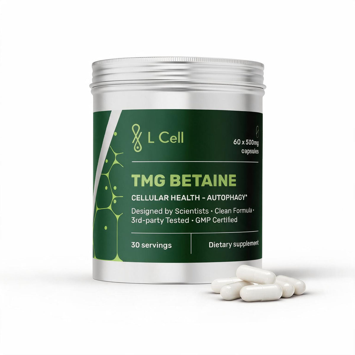 TMG Betain wasserfreie Kapseln 500 mg (30 Portionen, 60 Kapseln)