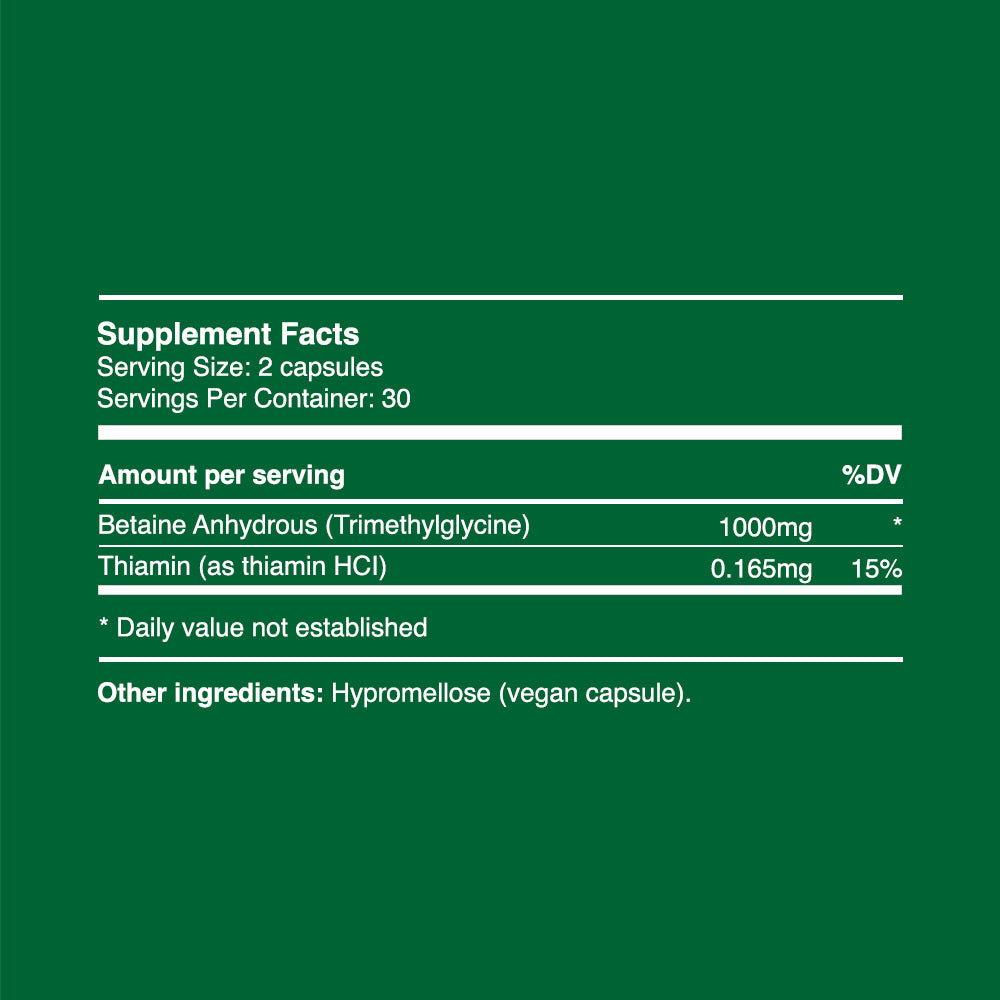 TMG Betain wasserfreie Kapseln 500 mg (30 Portionen, 60 Kapseln)