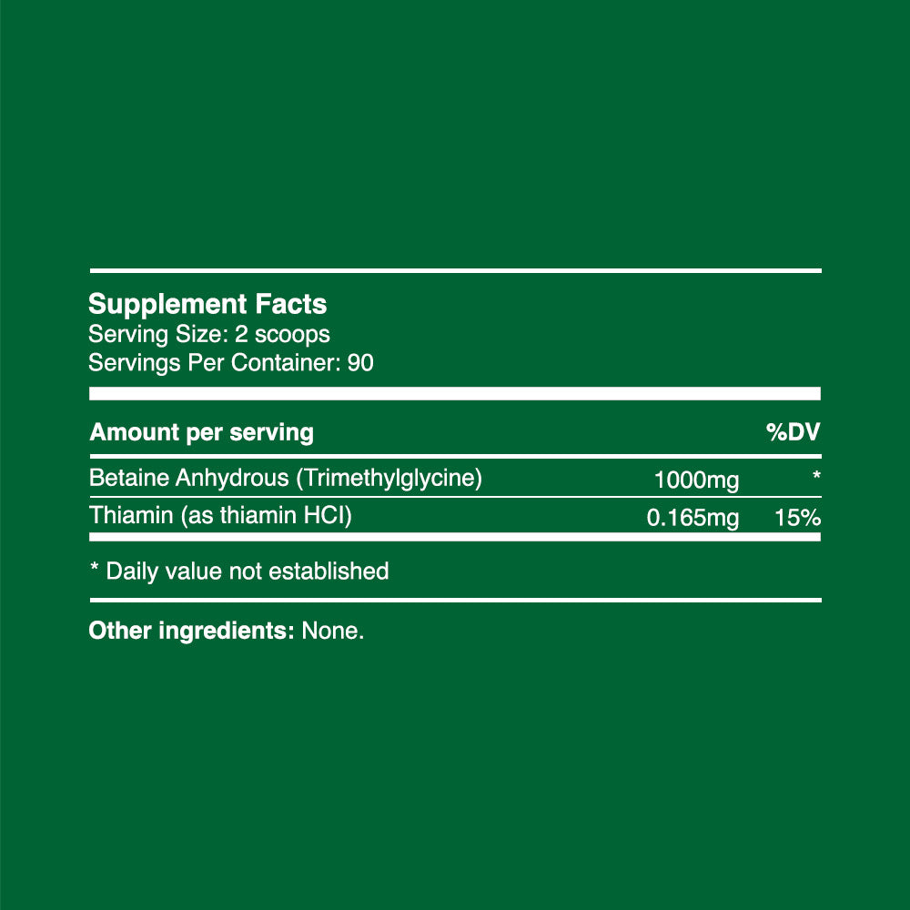 TMG Betain wasserfreies Pulver 90g (90 Portionen, >98% Reinheit)