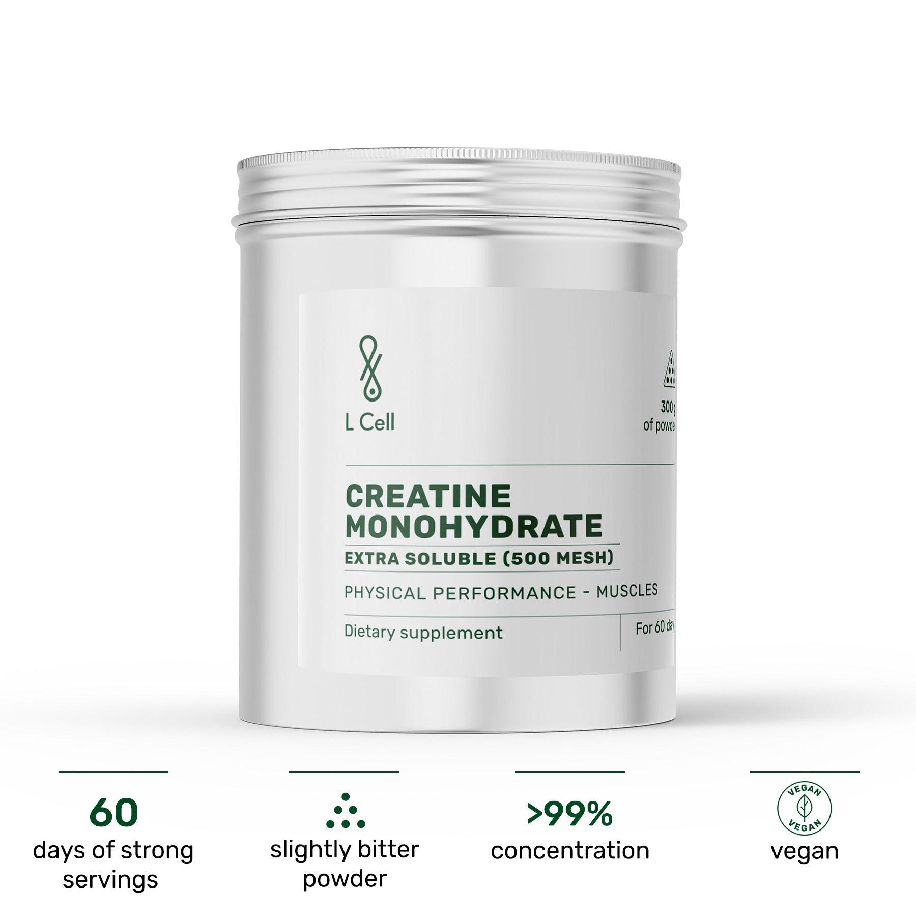 Kreatin-Monohydrat-Pulver 300g (60 Portionen, mikronisiert), extra löslich