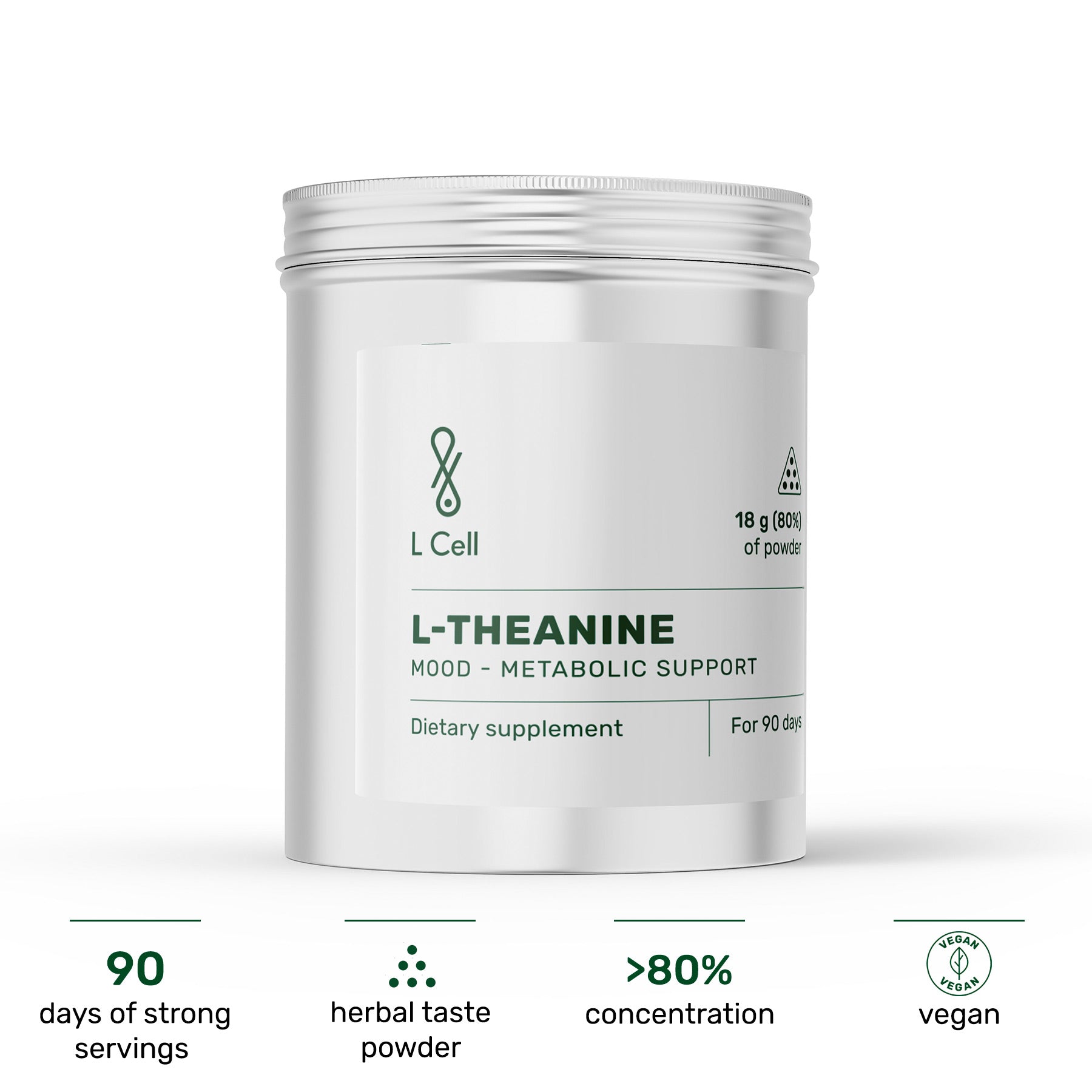 L-Theanin Pulver 23g (90 Portionen, >80% Reinheit)
