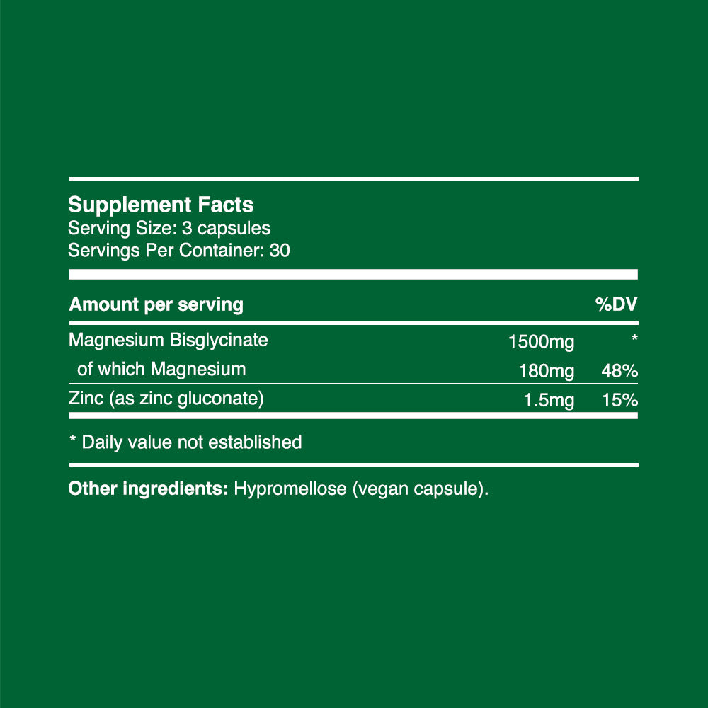 Magnesiumglycinat-Kapseln 500 mg (30 Portionen, 90 Kapseln)
