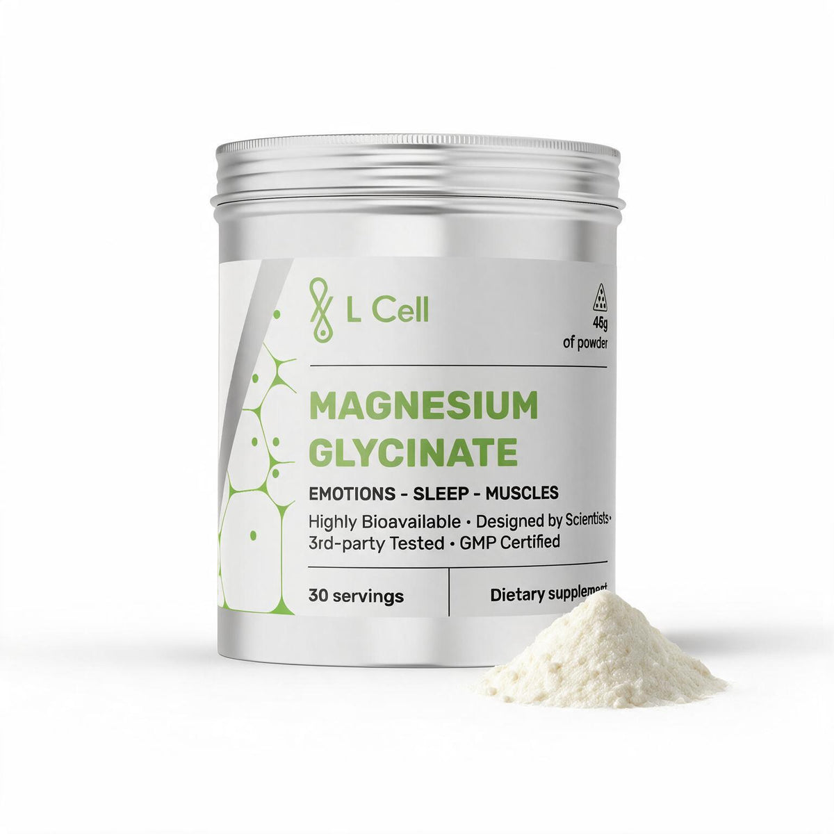 Magnesiumglycinat Pulver 45g (30 Portionen, 14% Konzentration)