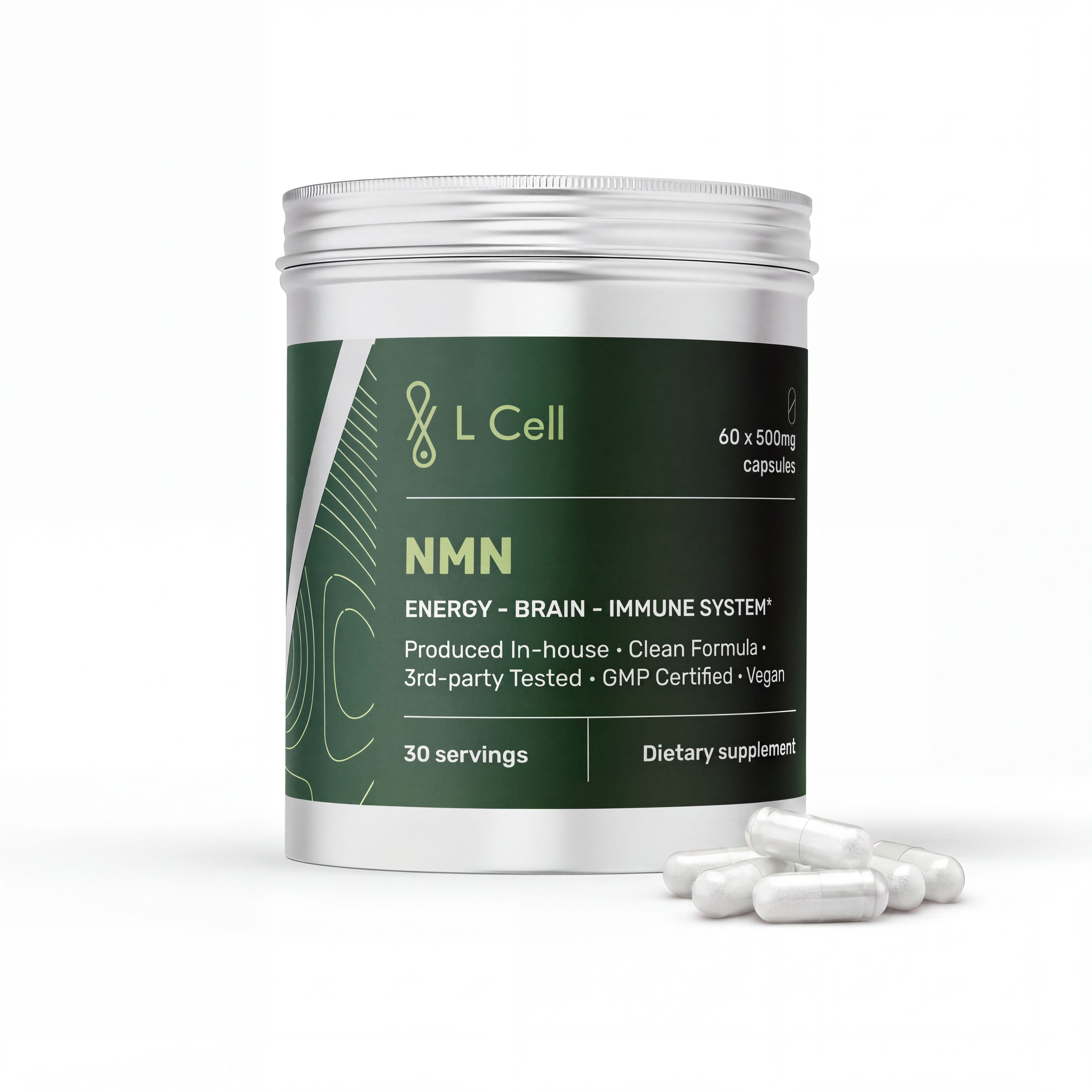 NMN Kapseln 500 mg (30 Portionen, 60 Kapseln)