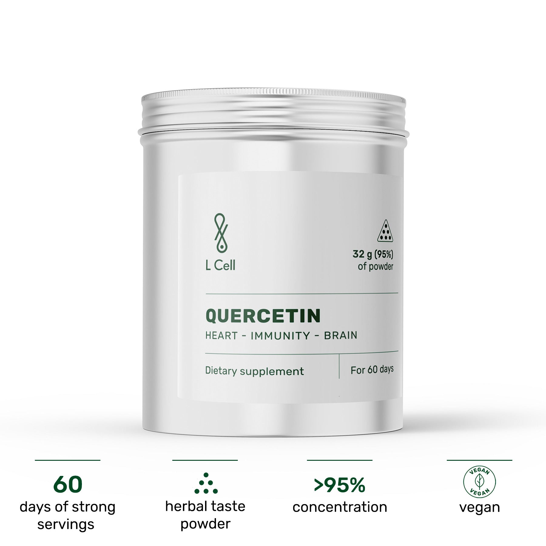 Quercetin Pulver 30g (60 Portionen, >98% Reinheit)