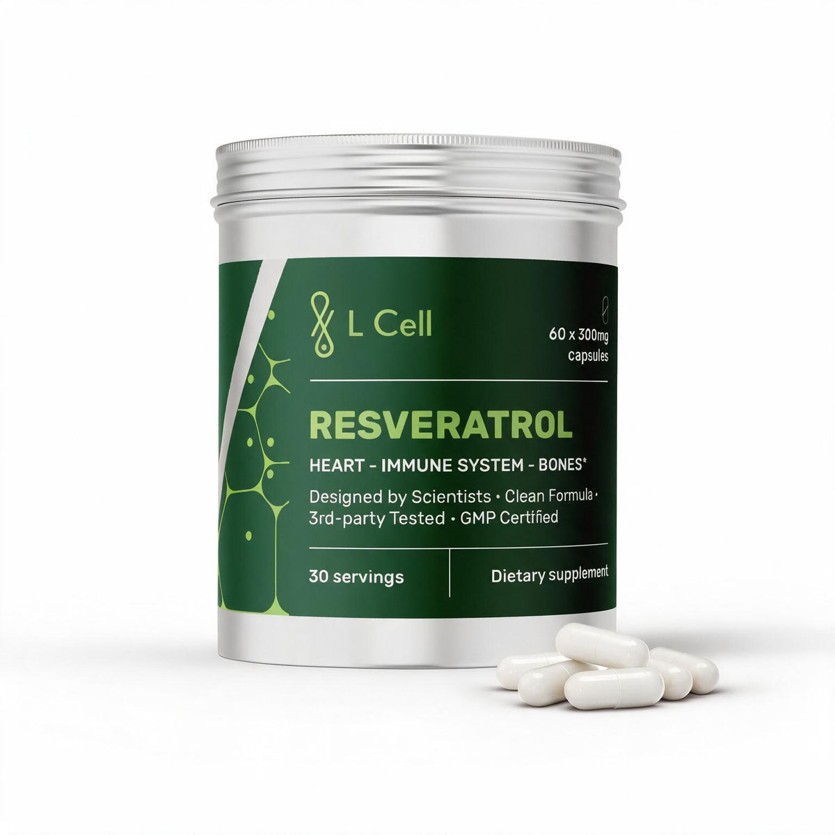 Trans Resveratrol Kapseln 300mg (30 Portionen, 60 Kapseln)