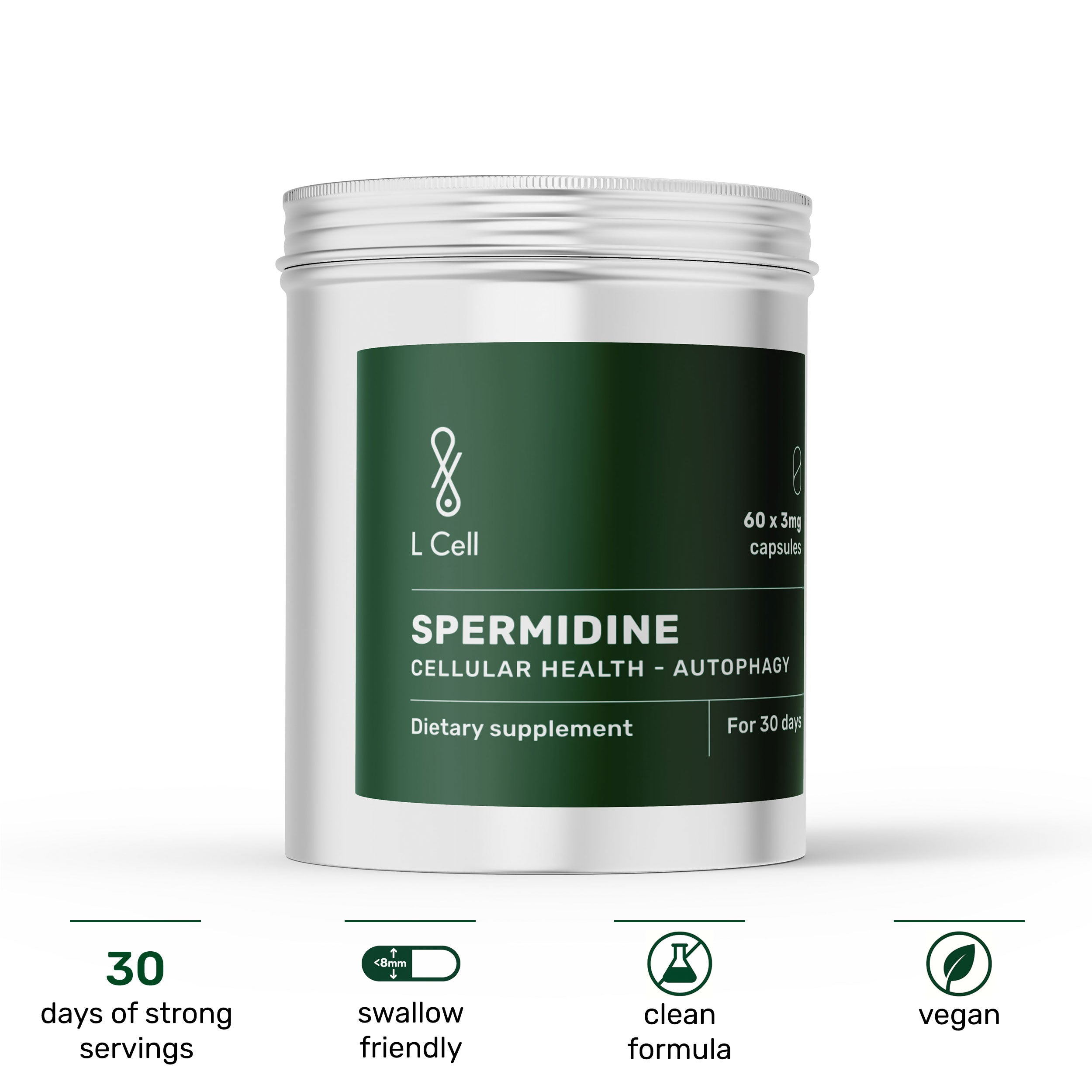 Spermidin-Kapseln 3mg (30 Portionen, 60 Kapseln)